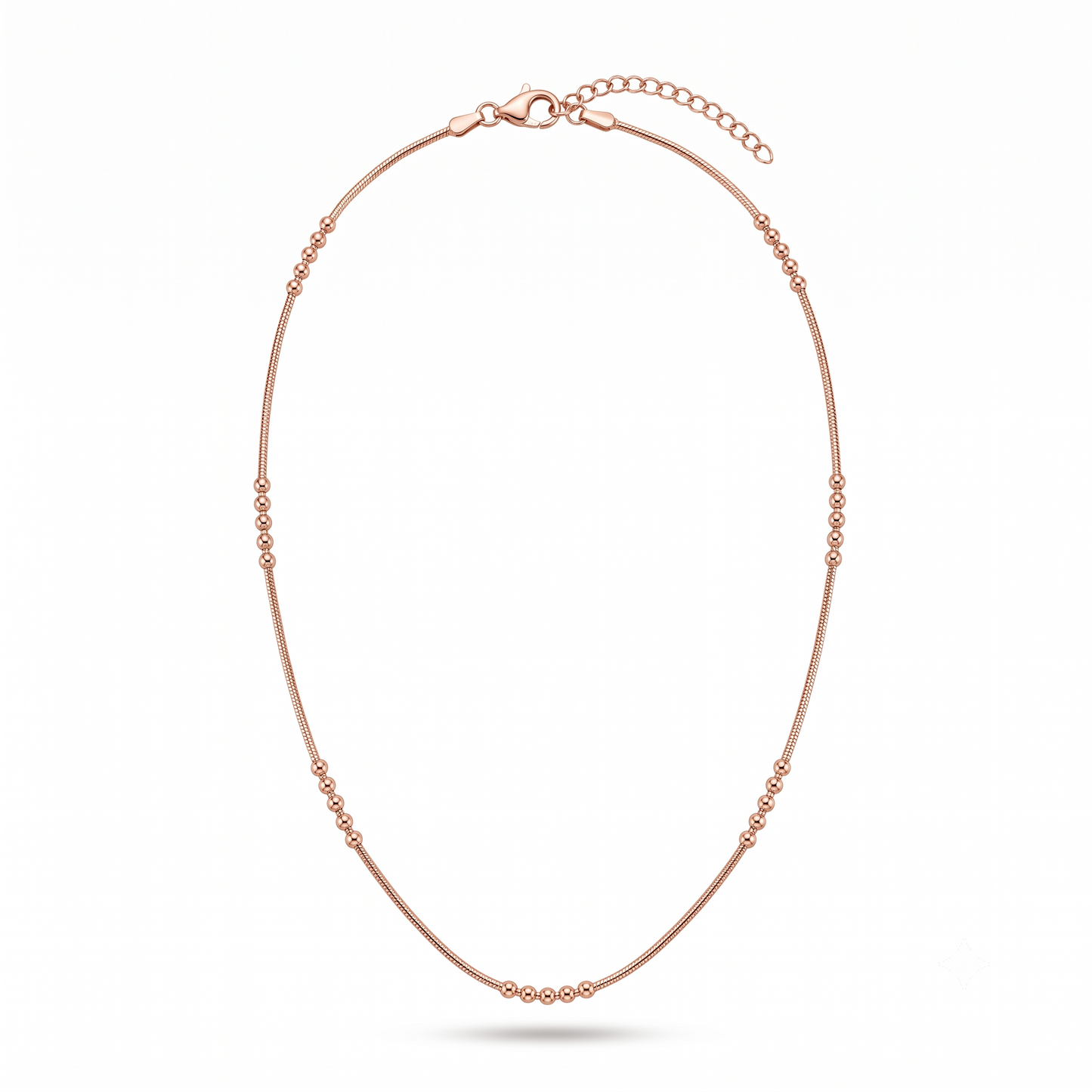 925 Sterling Silver Rose Gold Beaded Chain Necklace for Women | TOSHINI