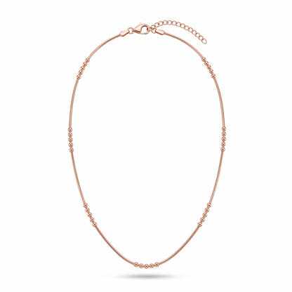 925 Sterling Silver Rose Gold Beaded Chain Necklace for Women | TOSHINI
