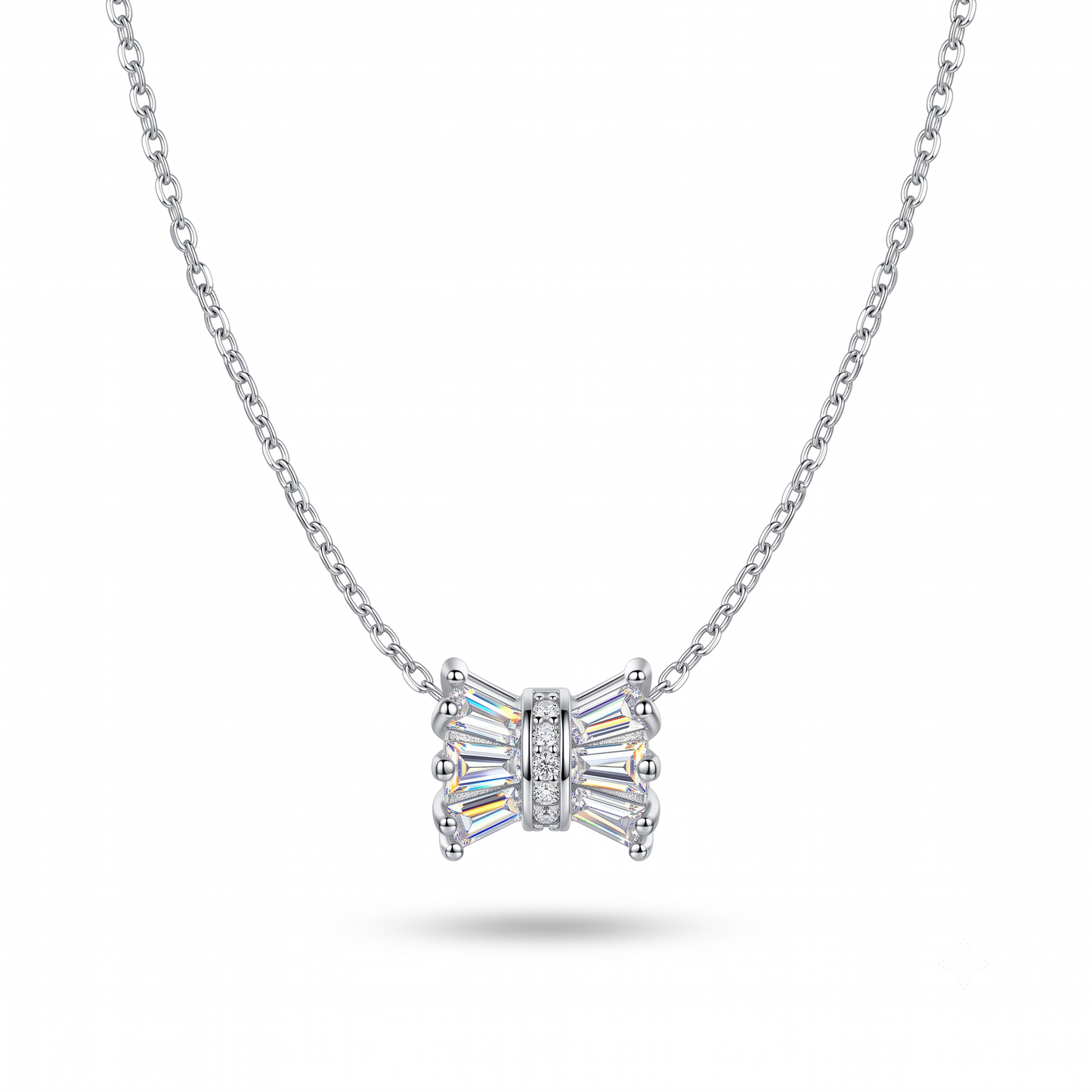 925 Sterling Silver Pavé Bow Pendant Necklace for Women | TOSHINI