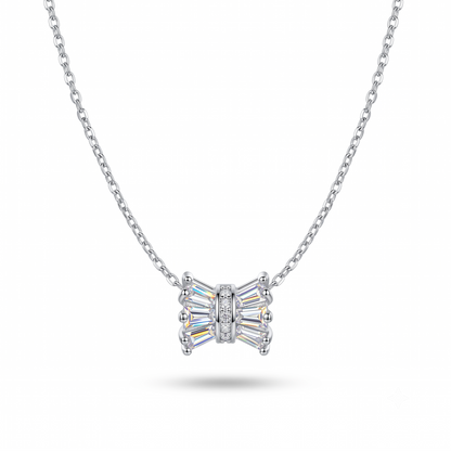 925 Sterling Silver Pavé Bow Pendant Necklace for Women | TOSHINI
