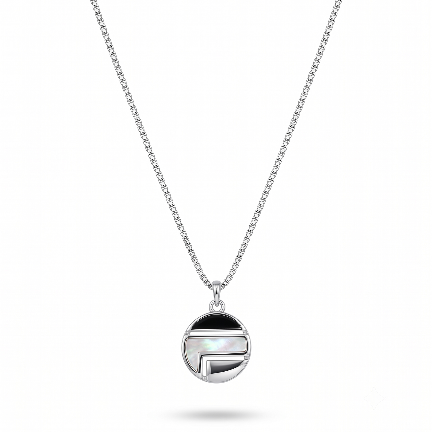 925 Sterling Silver Geometric Circle Pendant Necklace for Women | TOSHINI