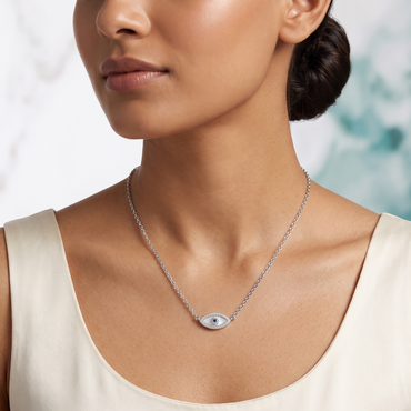 925 Sterling Silver Evil Eye Mother of Pearl Necklace for Women | TOSHINI