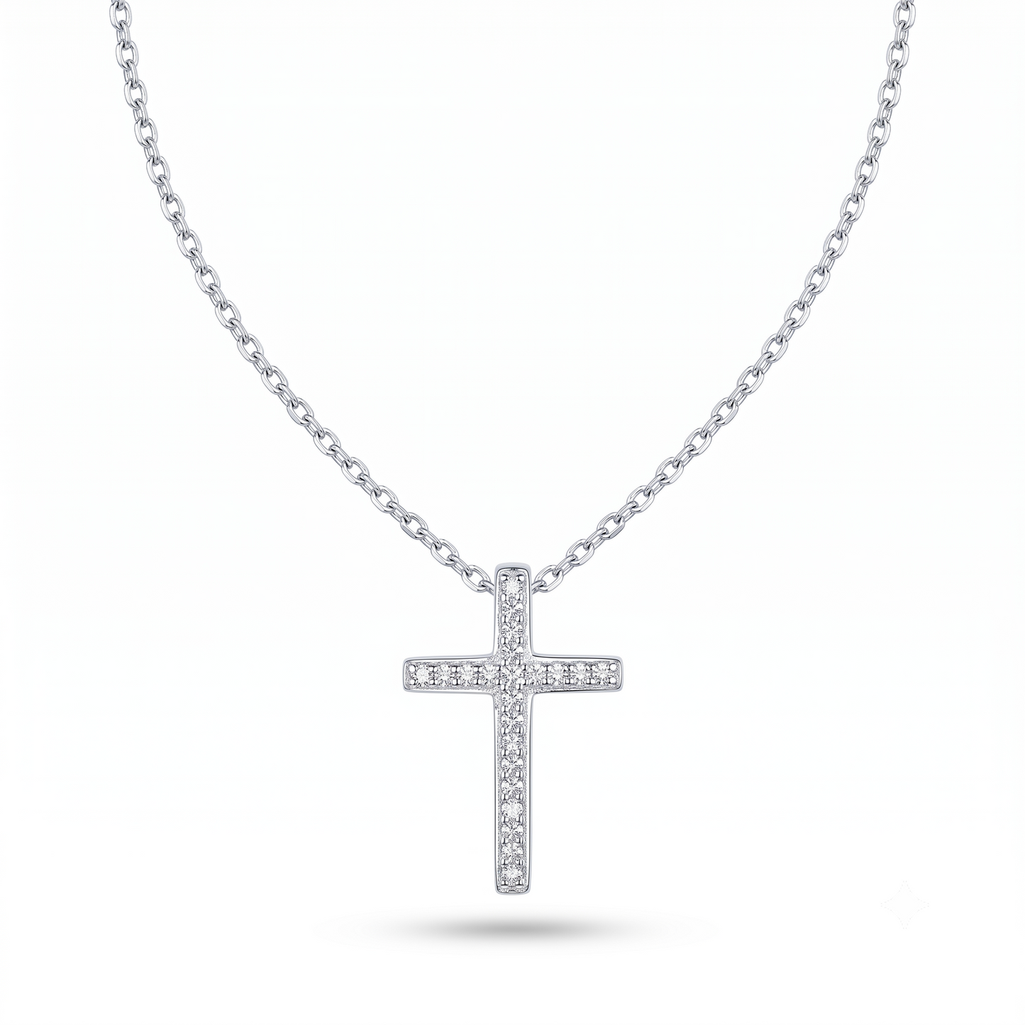 925 Sterling Silver Pavé Cross Pendant Necklace for Women | TOSHINI