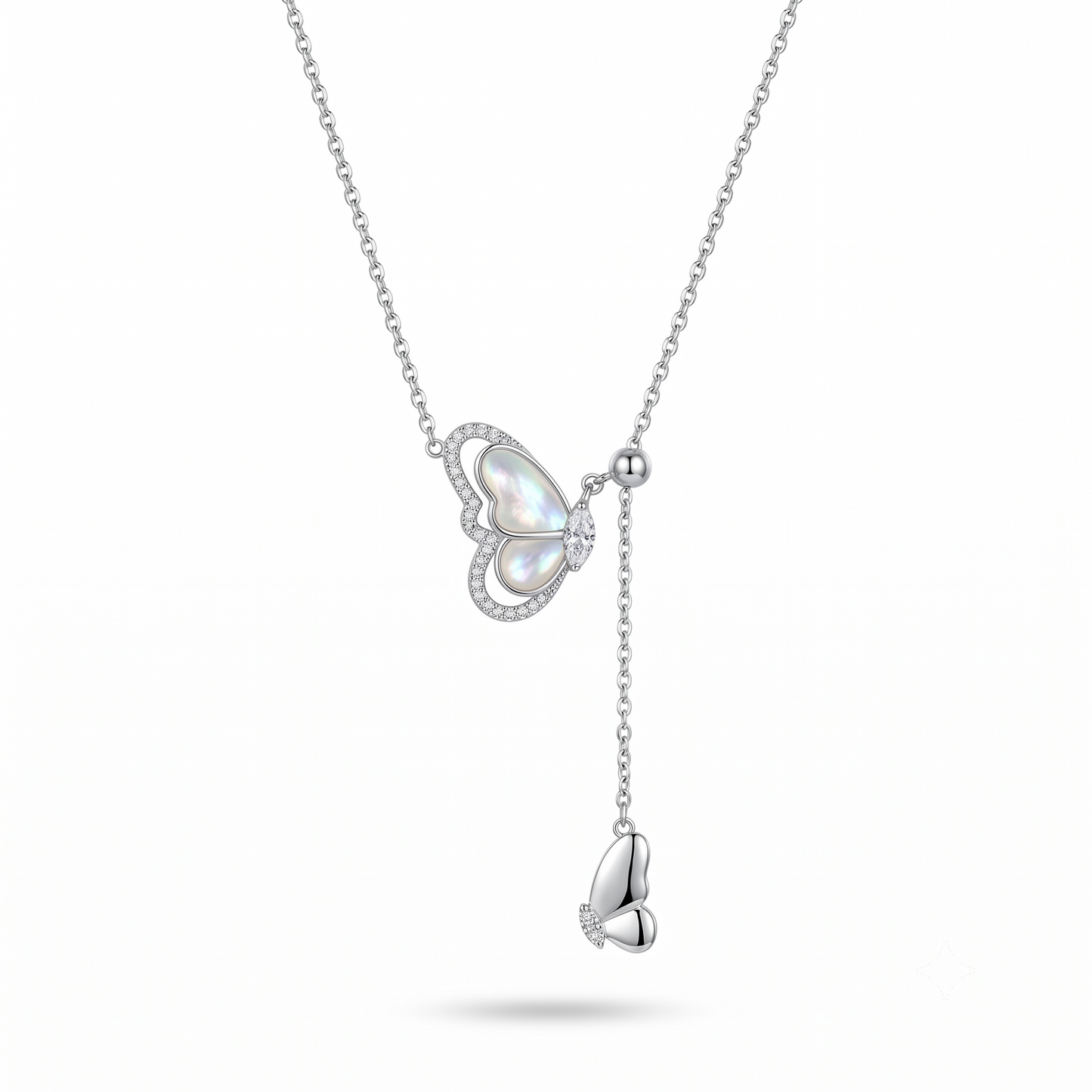 925 Sterling Silver Butterfly Drop Pendant Necklace for Women | TOSHINI