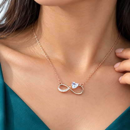 925 Sterling Silver Infinity Heart CZ Pendant Necklace for Women | TOSHINI