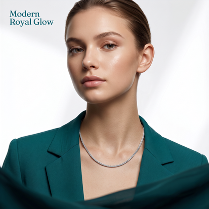 925 Sterling Silver Herringbone Chain Necklace for Women | TOSHINI