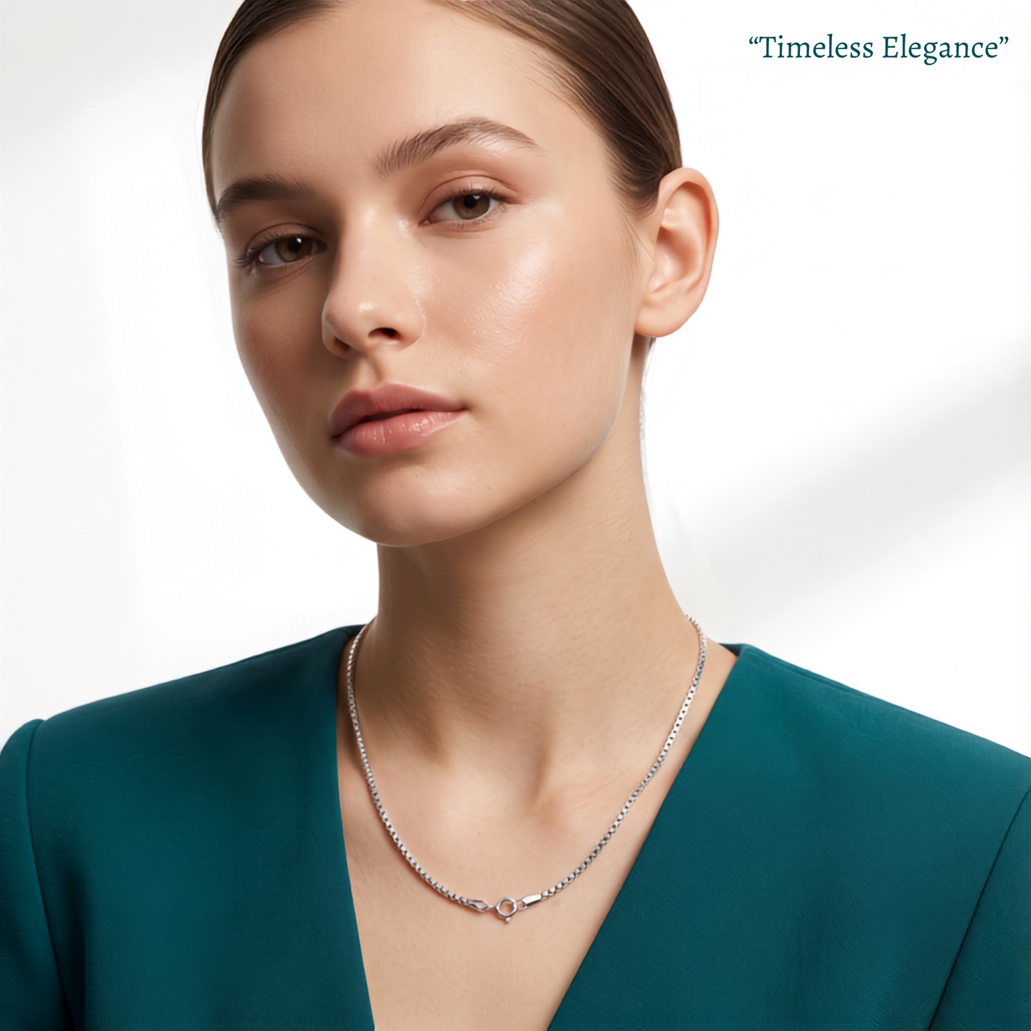 925 Sterling Silver Box Chain Necklace for Women | Minimal Everyday Chain | TOSHINI