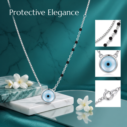 925 Sterling Silver Evil Eye Pendant Necklace for Women | TOSHINI