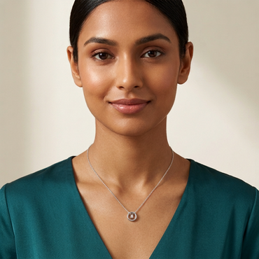 925 Sterling Silver Interlocking Dual Circle Pendant Necklace for Women | TOSHINI