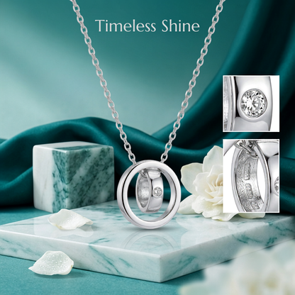 925 Sterling Silver Interlocking Dual Circle Pendant Necklace for Women | TOSHINI
