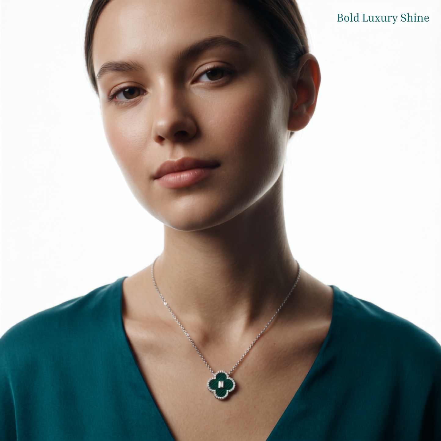 925 Sterling Silver Green Clover Pendant Necklace | TOSHINI