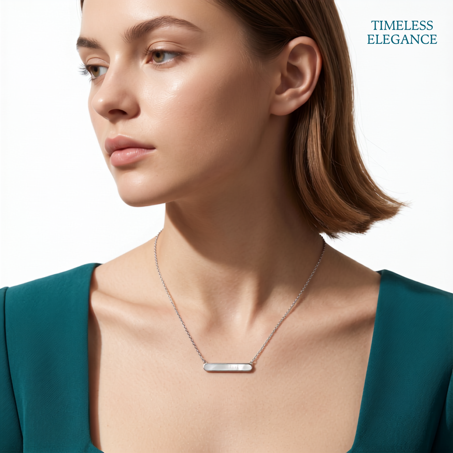 925 Sterling Silver Minimalist Horizontal Bar Necklace for Women | TOSHINI