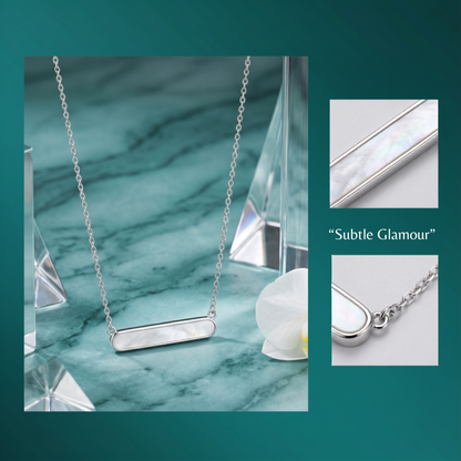 925 Sterling Silver Minimalist Horizontal Bar Necklace for Women | TOSHINI