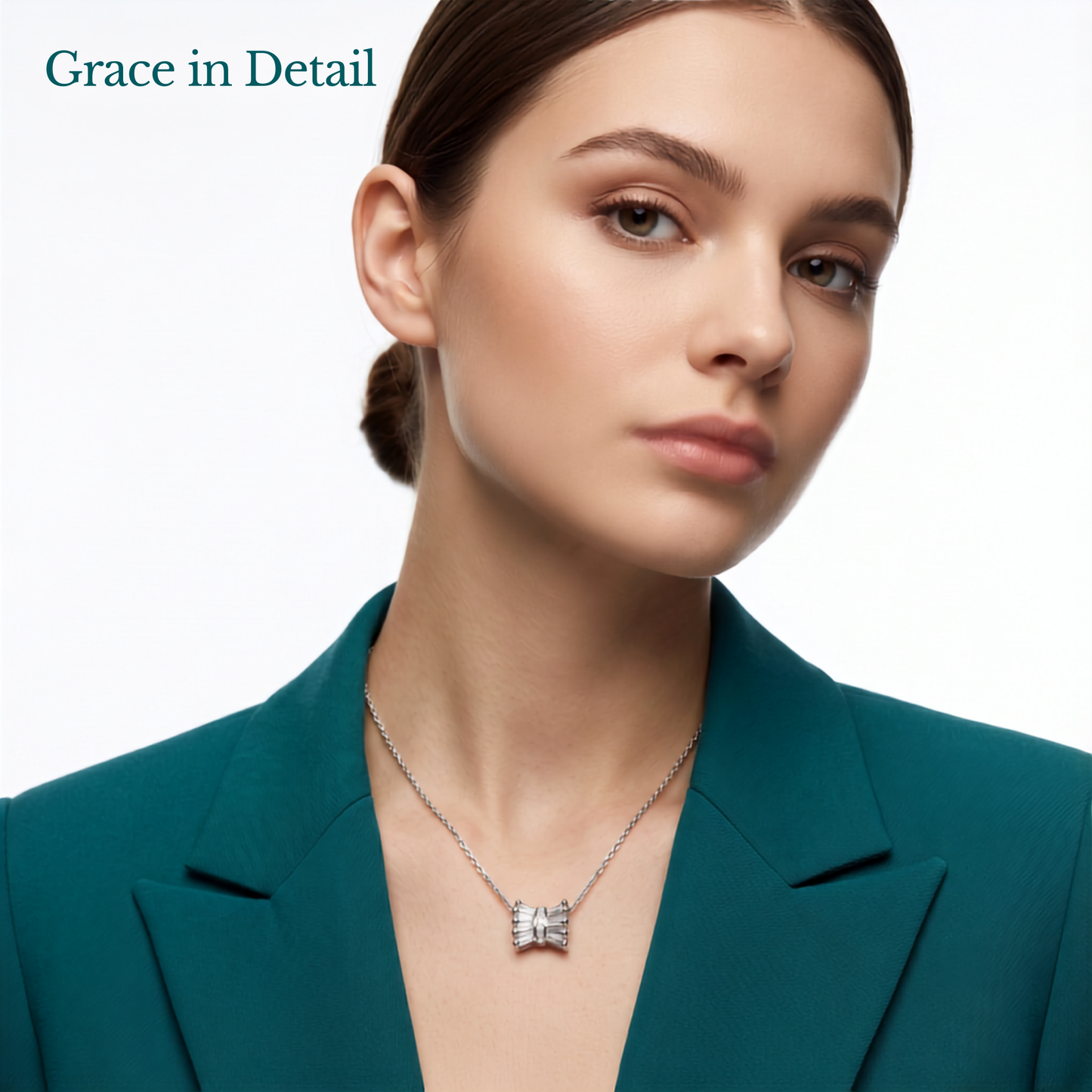 925 Sterling Silver Pavé Bow Pendant Necklace for Women | TOSHINI