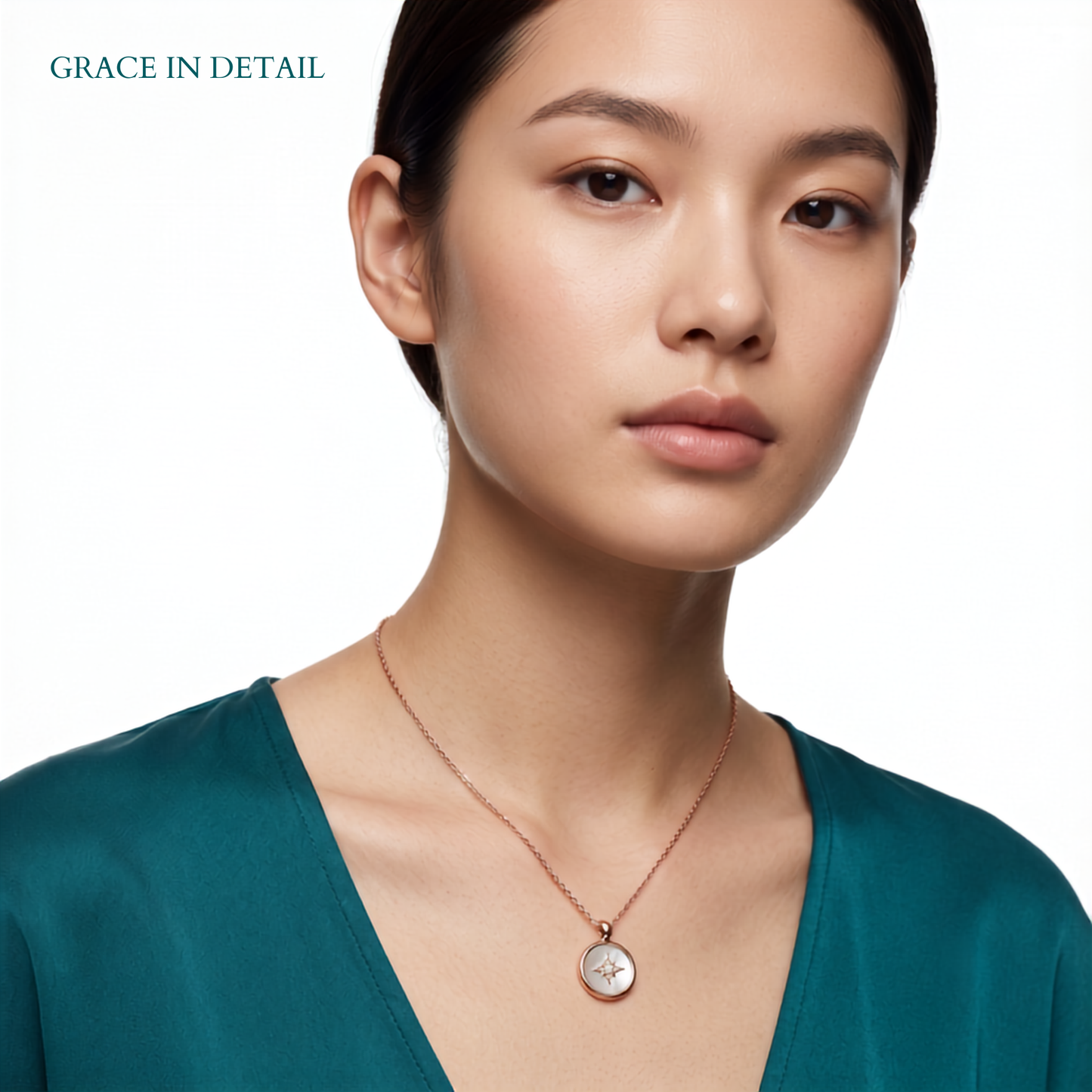 Hallmarked 925 Sterling Silver Rose Gold Celestial Star Disc Pendant Necklace for Women | TOSHINI