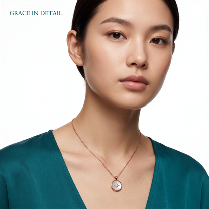 Hallmarked 925 Sterling Silver Rose Gold Celestial Star Disc Pendant Necklace for Women | TOSHINI