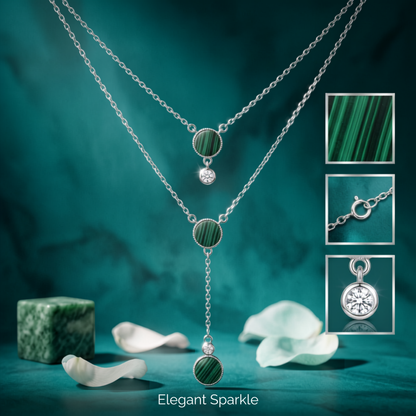 925 Sterling Silver Green Layered Drop Necklace | TOSHINI