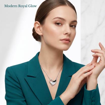 925 Sterling Silver Swan Heart Pendant Necklace for Women