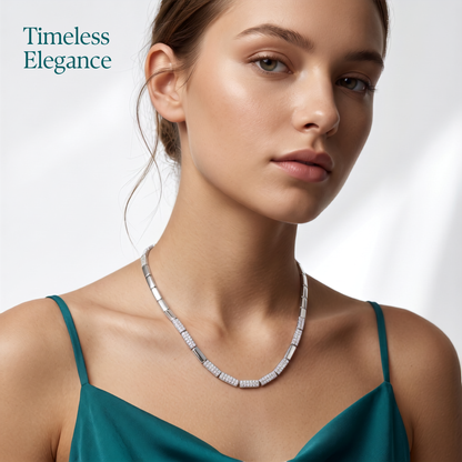 925 Sterling Silver Geometric Link Necklace for Women | TOSHINI