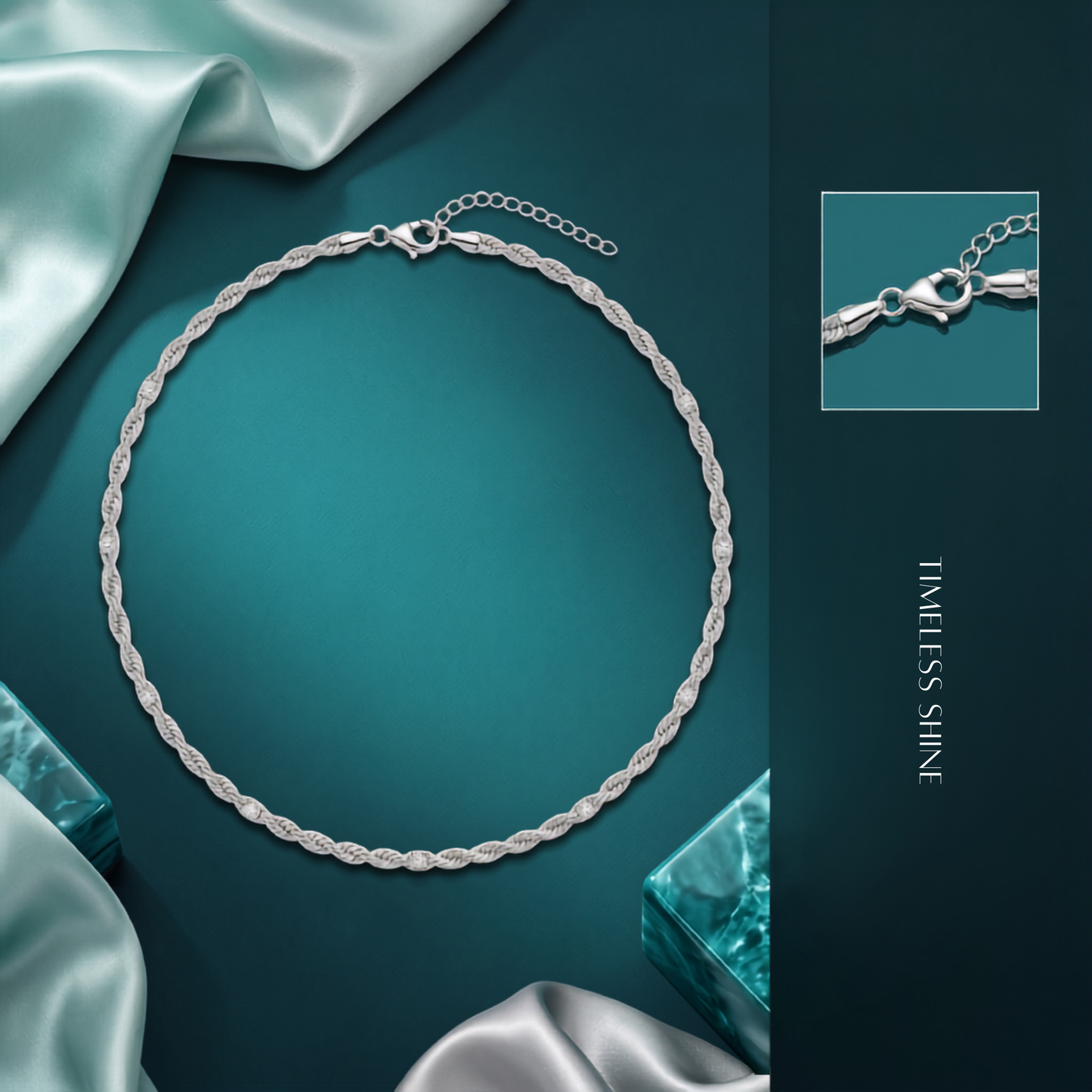925 Sterling Silver Twisted Rope Chain Necklace for Women | TOSHINI