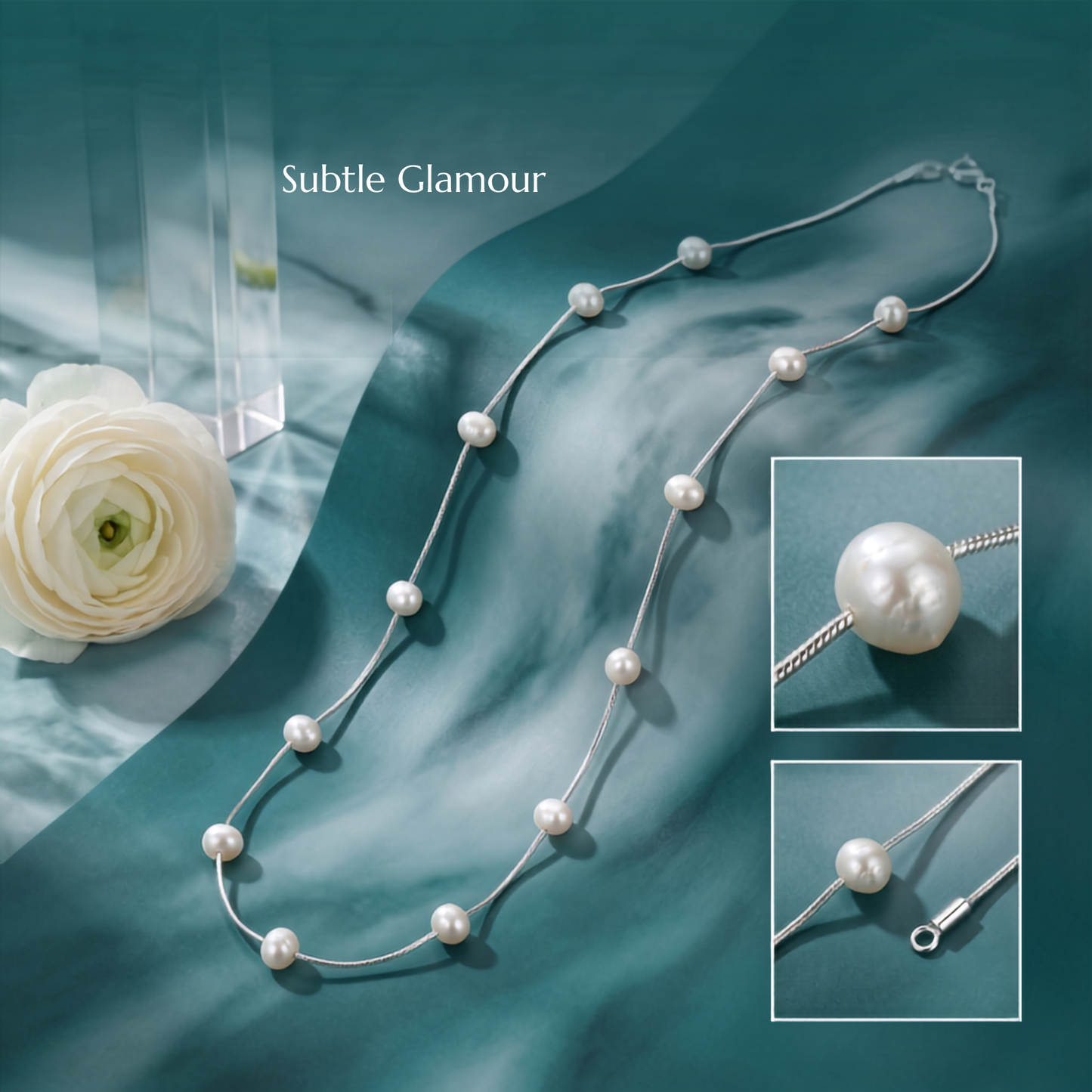 925 Sterling Silver Station Pearl Necklace for Women | TOSHINI