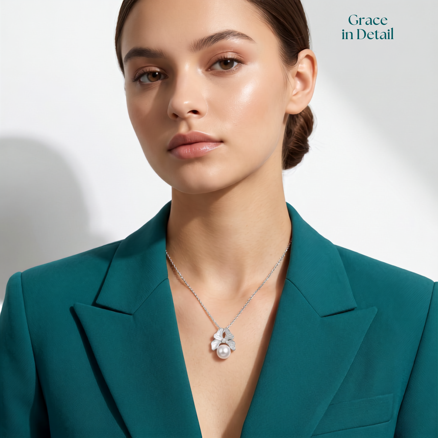 925 Sterling Silver Floral Pearl Pendant Necklace for Women | TOSHINI