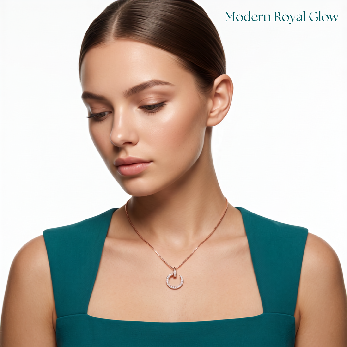 925 Sterling Silver Rose Gold Pavé Open Circle Pendant Necklace for Women | TOSHINI