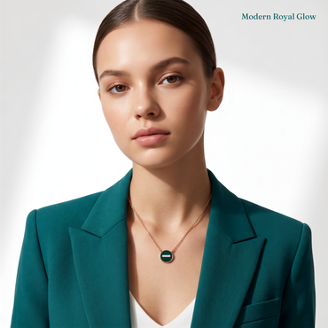 925 Sterling Silver Green Enamel Disc Pendant Necklace for Women | TOSHINI