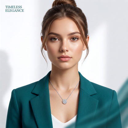 925 Sterling Silver Halo Solitaire Necklace | TOSHINI