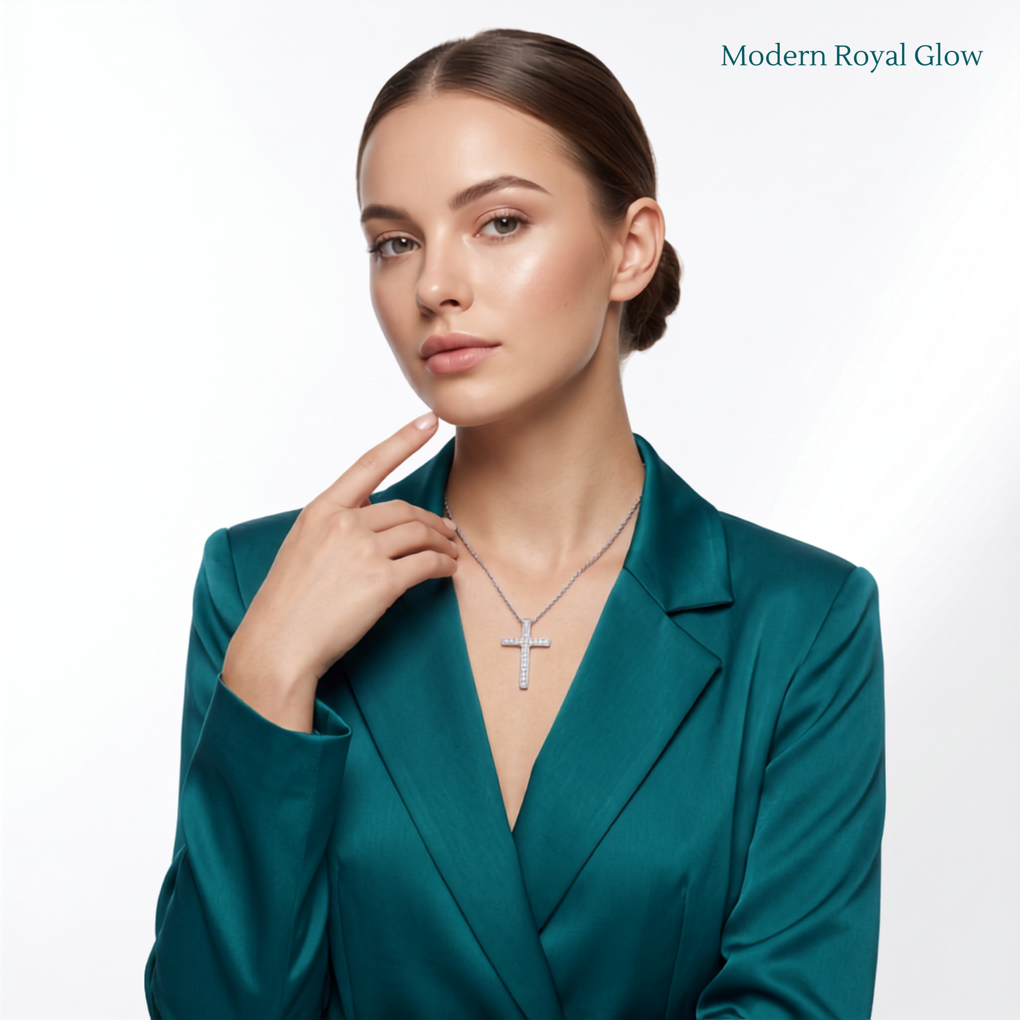 925 Sterling Silver Pavé Cross Pendant Necklace for Women | TOSHINI