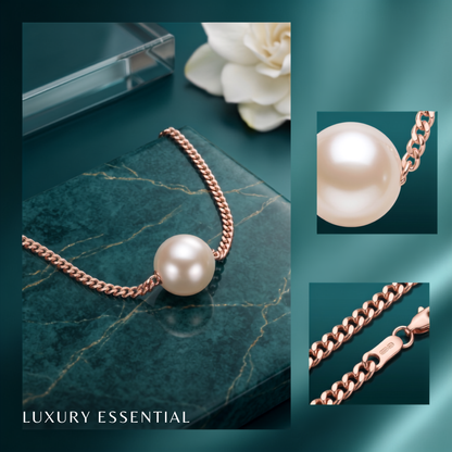 925 Sterling Silver Rose Gold Pearl Pendant Necklace for Women | TOSHINI