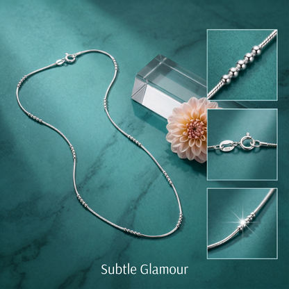 925 Sterling Silver Beaded Station Chain Necklace for Women | TOSHINI