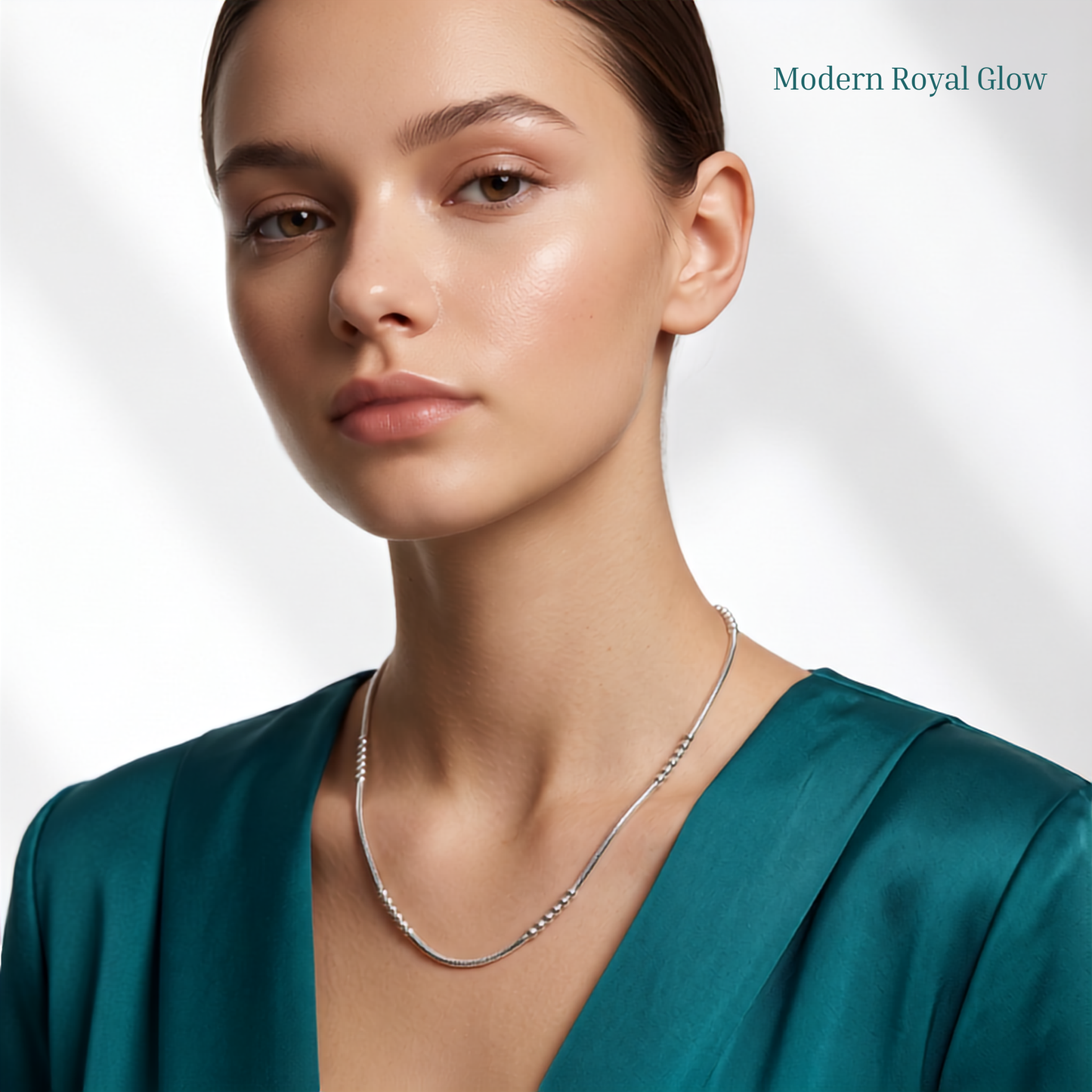 925 Sterling Silver Beaded Station Chain Necklace for Women | TOSHINI