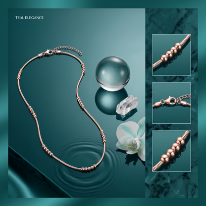 925 Sterling Silver Rose Gold Beaded Chain Necklace for Women | TOSHINI