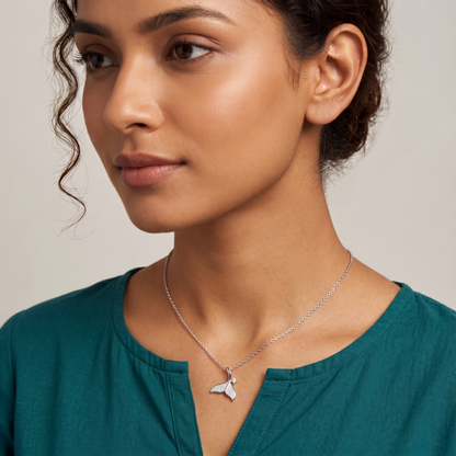 925 Sterling Silver Mermaid Tail Pendant Necklace for Women | TOSHINI
