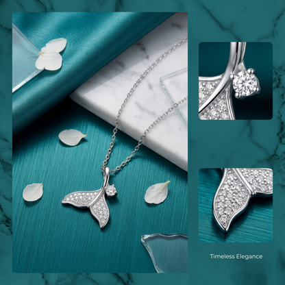 925 Sterling Silver Mermaid Tail Pendant Necklace for Women | TOSHINI