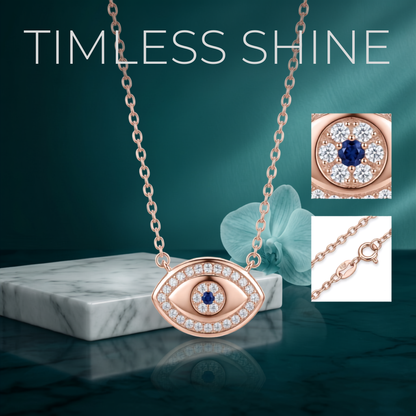 925 Sterling Silver Rose Gold Evil Eye Necklace for Women | TOSHINI