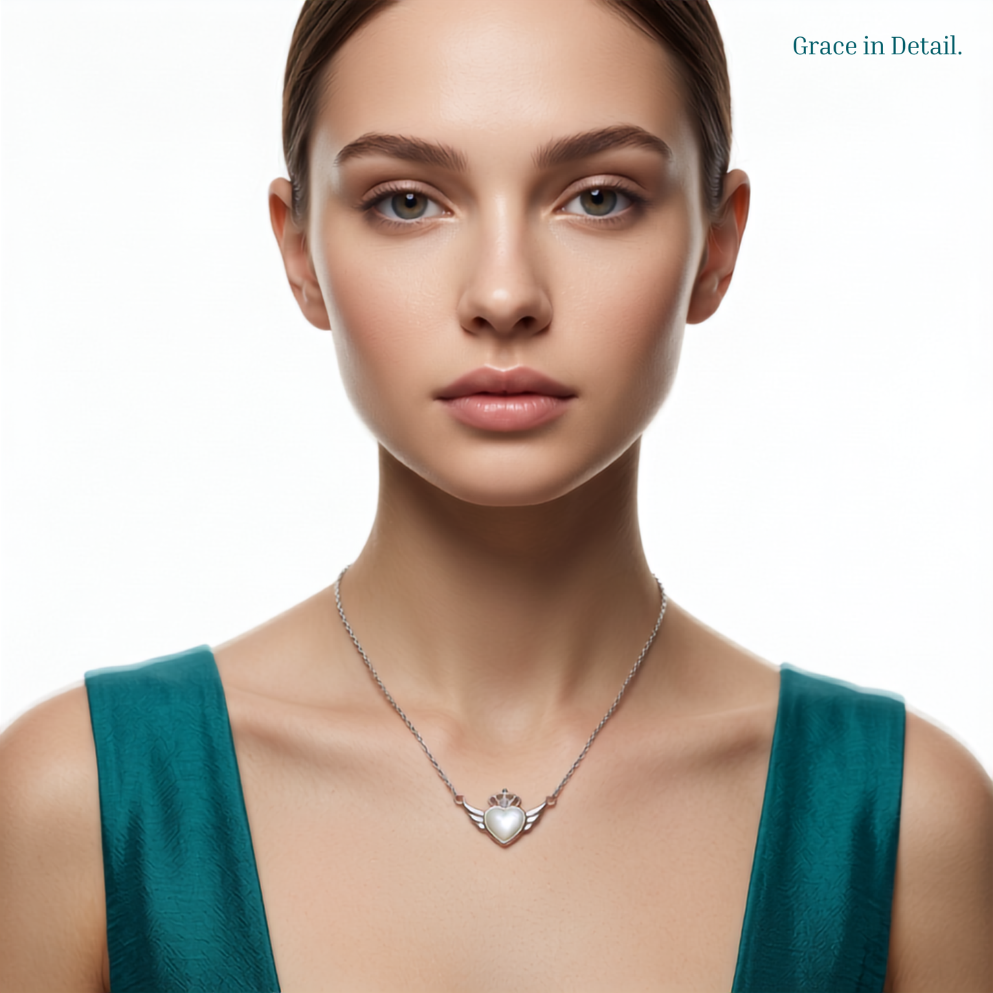 925 Sterling Silver Crown Heart Wing Necklace for Women | TOSHINI