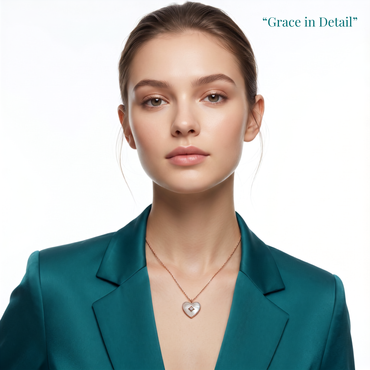 925 Sterling Silver Rose Gold Heart Mother of Pearl Pendant Necklace for Women | TOSHINI