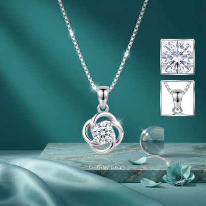 925 Sterling Silver Floral Halo Solitaire Pendant Necklace for Women | TOSHINI