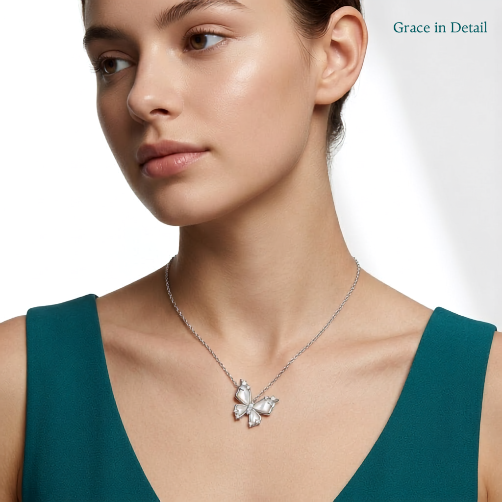 925 Sterling Silver Mother of Pearl Butterfly Pendant Necklace for Women | TOSHINI