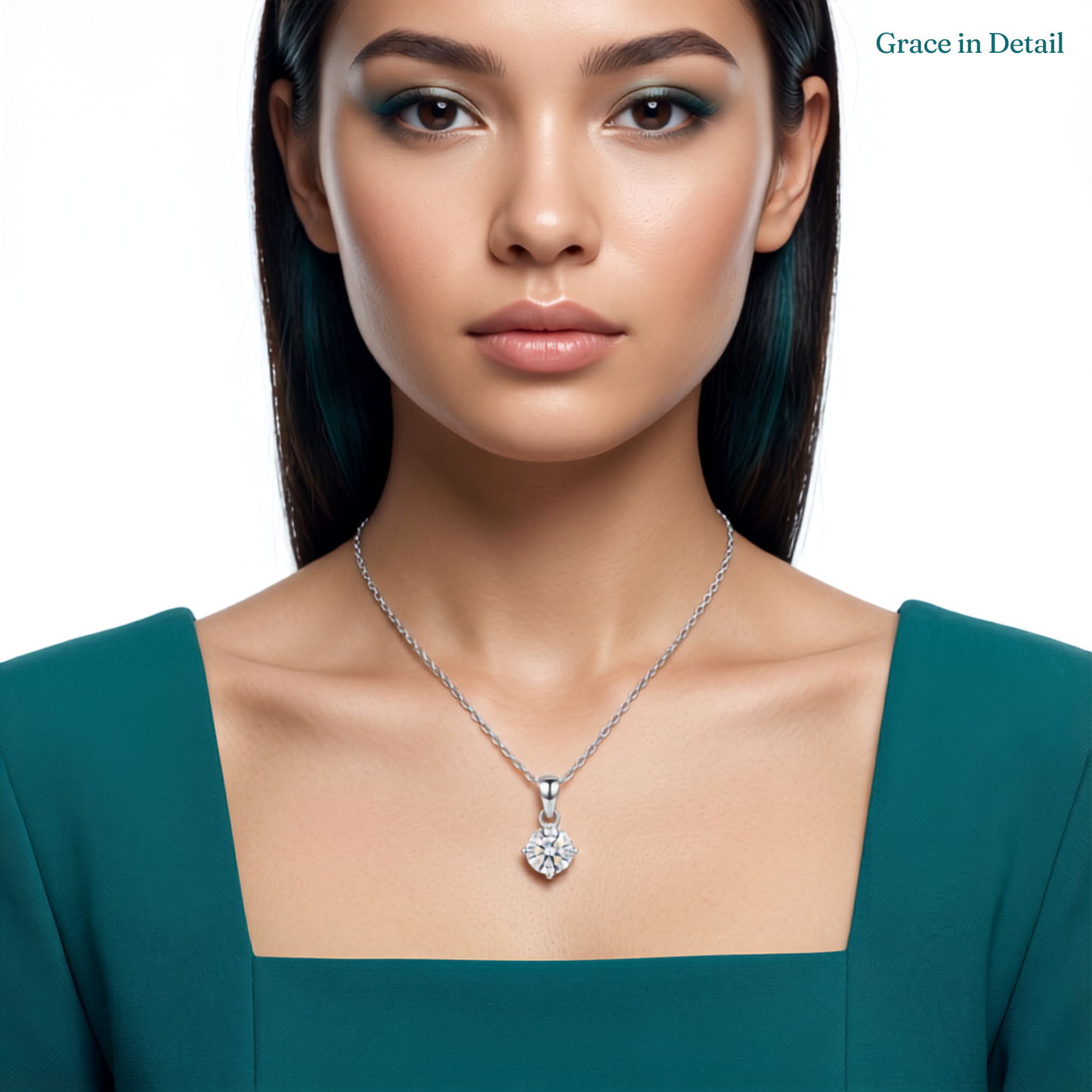 925 Sterling Silver Classic Solitaire Small Pendant Gram Necklace for Women | TOSHINI