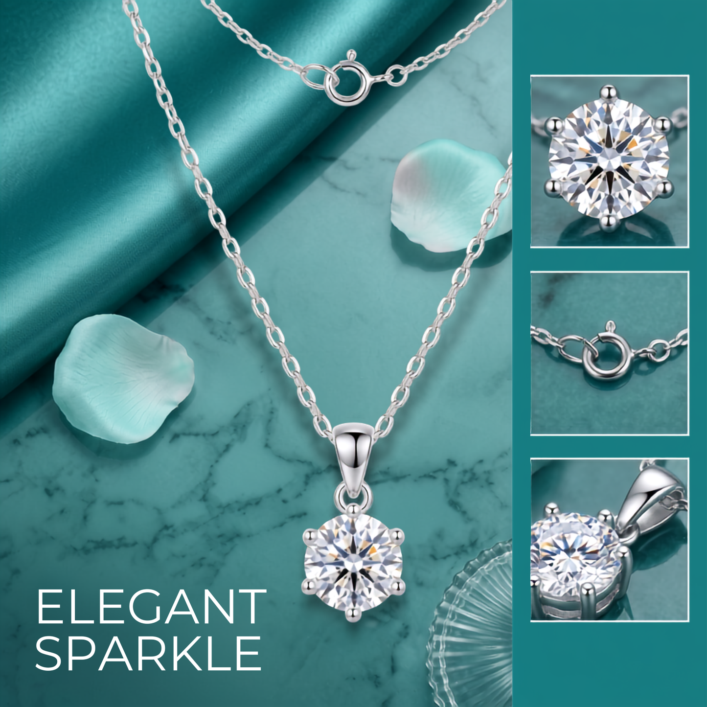 925 Sterling Silver Classic Solitaire Medium Pendant Gram Necklace for Women | TOSHINI