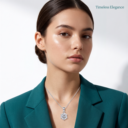 925 Sterling Silver Classic Solitaire Medium Pendant Gram Necklace for Women | TOSHINI